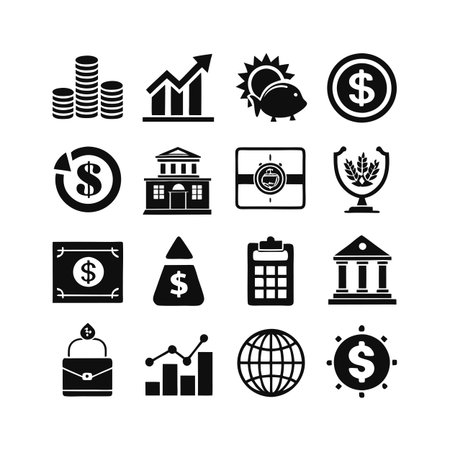 Finance and Banking Icon Set Collection Vector for UI Documents Websites and Mobile Applicationsのイラスト素材