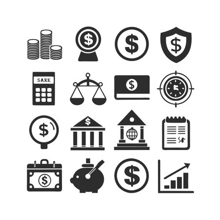 Finance and Banking Icon Set Collection Vector for UI Documents Websites and Mobile Applicationsのイラスト素材