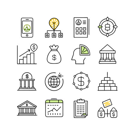 Finance and Banking Icon Set Collection Vector for UI Documents Websites and Mobile Applicationsのイラスト素材