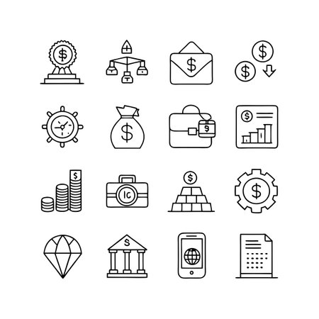 Finance and Banking Icon Set Collection Vector for UI Documents Websites and Mobile Applicationsのイラスト素材