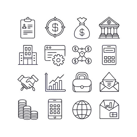 Finance and Banking Icon Set Collection Vector for UI Documents Websites and Mobile Applicationsのイラスト素材