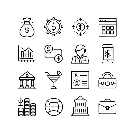 Finance and Banking Icon Set Collection Vector for UI Documents Websites and Mobile Applicationsのイラスト素材