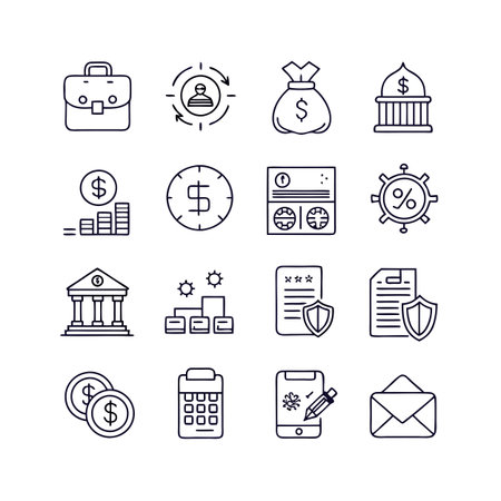 Finance and Banking Icon Set Collection Vector for UI Documents Websites and Mobile Applicationsのイラスト素材