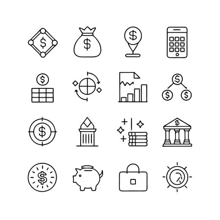 Finance and Banking Icon Set Collection Vector for UI Documents Websites and Mobile Applicationsのイラスト素材