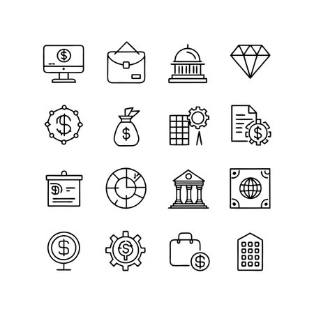 Finance and Banking Icon Set Collection Vector for UI Documents Websites and Mobile Applicationsのイラスト素材