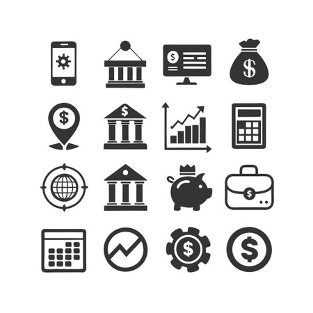 Finance and Banking Icon Set Collection Vector for UI Documents Websites and Mobile Applicationsのイラスト素材