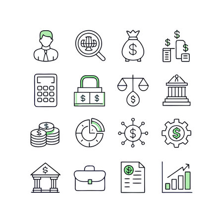 Finance and Banking Icon Set Collection Vector for UI Documents Websites and Mobile Applicationsのイラスト素材