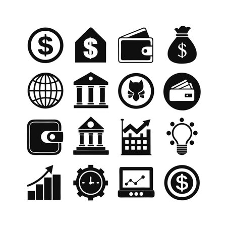 Finance and Banking Icon Set Collection Vector for UI Documents Websites and Mobile Applicationsのイラスト素材