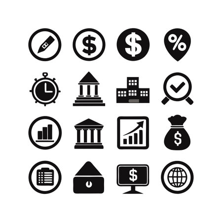 Finance and Banking Icon Set Collection Vector for UI Documents Websites and Mobile Applicationsのイラスト素材