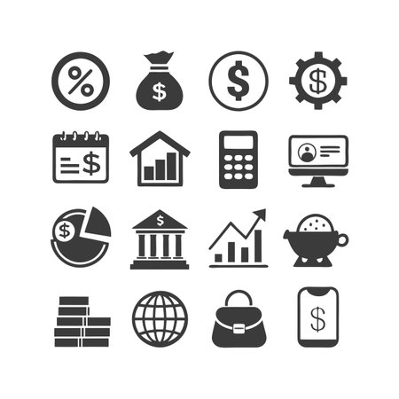 Finance and Banking Icon Set Collection Vector for UI Documents Websites and Mobile Applicationsのイラスト素材