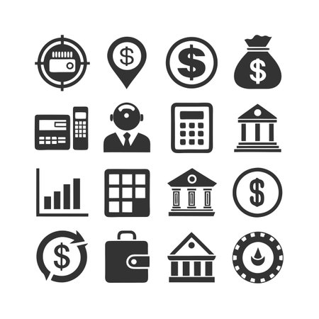 Finance and Banking Icon Set Collection Vector for UI Documents Websites and Mobile Applicationsのイラスト素材