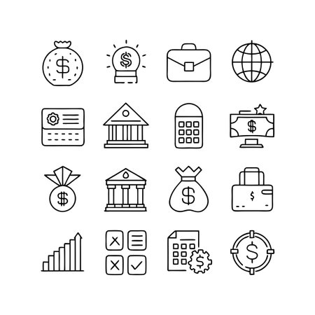 Finance and Banking Icon Set Collection Vector for UI Documents Websites and Mobile Applicationsのイラスト素材