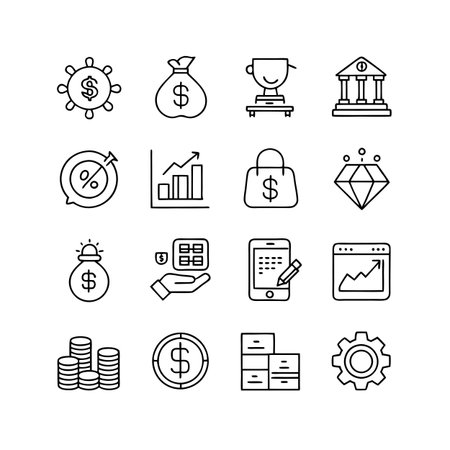 Finance and Banking Icon Set Collection Vector for UI Documents Websites and Mobile Applicationsのイラスト素材