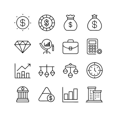 Finance and Banking Icon Set Collection Vector for UI Documents Websites and Mobile Applicationsのイラスト素材
