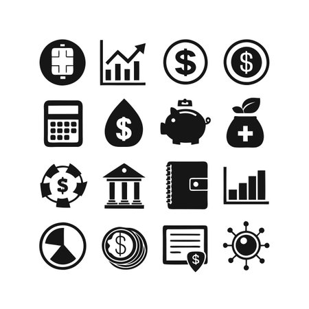 Finance and Banking Icon Set Collection Vector for UI Documents Websites and Mobile Applicationsのイラスト素材