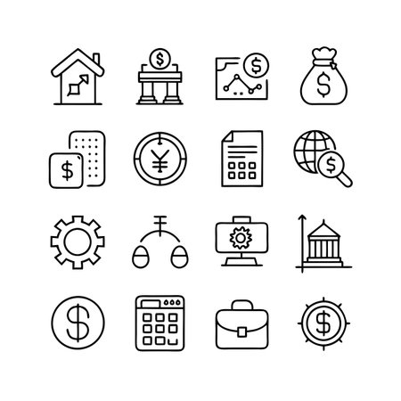 Finance and Banking Icon Set Collection Vector for UI Documents Websites and Mobile Applicationsのイラスト素材