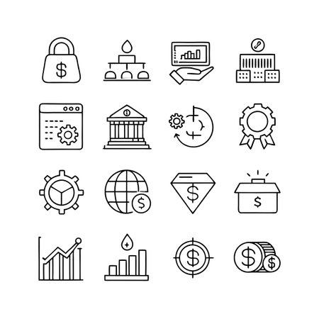 Finance and Banking Icon Set Collection Vector for UI Documents Websites and Mobile Applicationsのイラスト素材