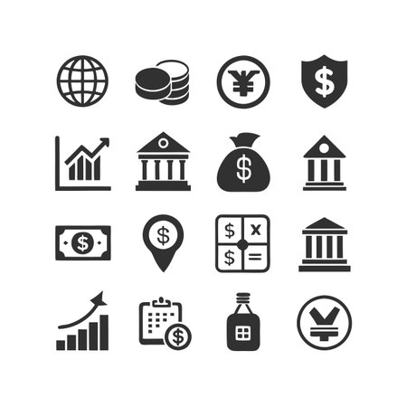 Finance and Banking Icon Set Collection Vector for UI Documents Websites and Mobile Applicationsのイラスト素材