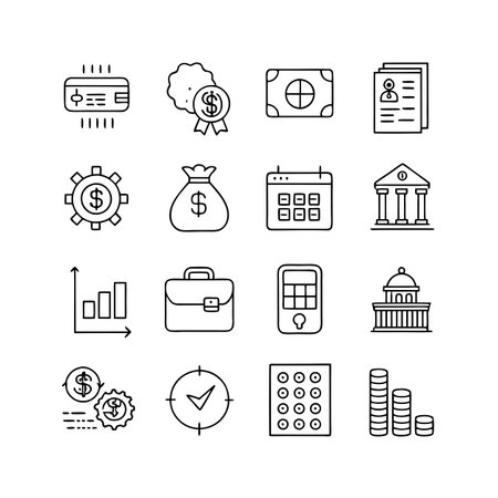 Finance and Banking Icon Set Collection Vector for UI Documents Websites and Mobile Applicationsのイラスト素材