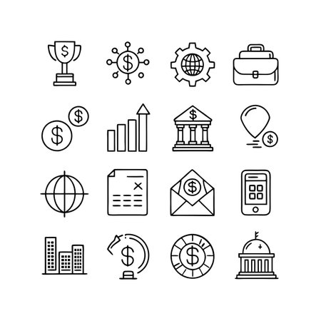 Finance and Banking Icon Set Collection Vector for UI Documents Websites and Mobile Applicationsのイラスト素材