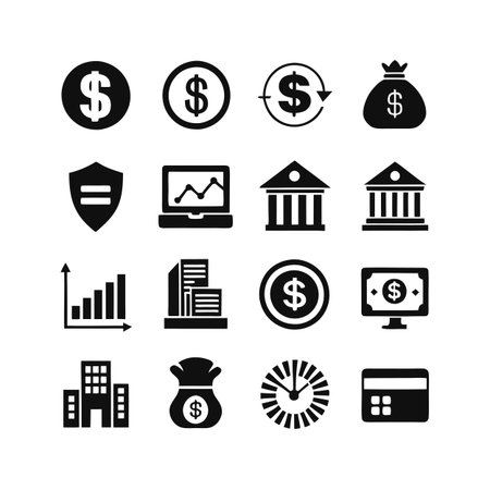 Finance and Banking Icon Set Collection Vector for UI Documents Websites and Mobile Applicationsのイラスト素材