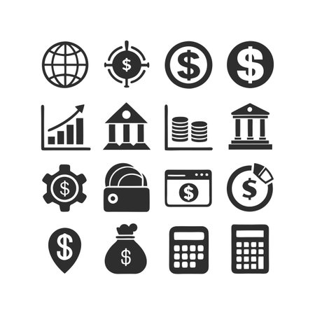 Finance and Banking Icon Set Collection Vector for UI Documents Websites and Mobile Applicationsのイラスト素材