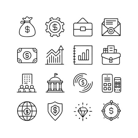 Finance and Banking Icon Set Collection Vector for UI Documents Websites and Mobile Applicationsのイラスト素材
