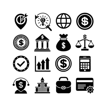 Finance and Banking Icon Set Collection Vector for UI Documents Websites and Mobile Applicationsのイラスト素材