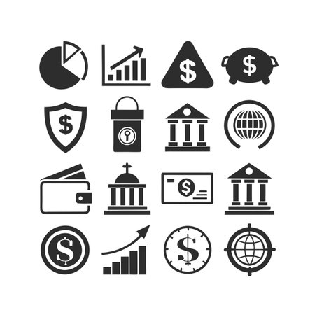 Finance and Banking Icon Set Collection Vector for UI Documents Websites and Mobile Applicationsのイラスト素材