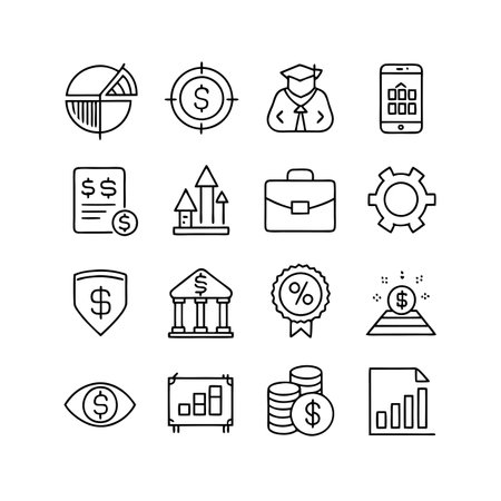 Finance and Banking Icon Set Collection Vector for UI Documents Websites and Mobile Applicationsのイラスト素材