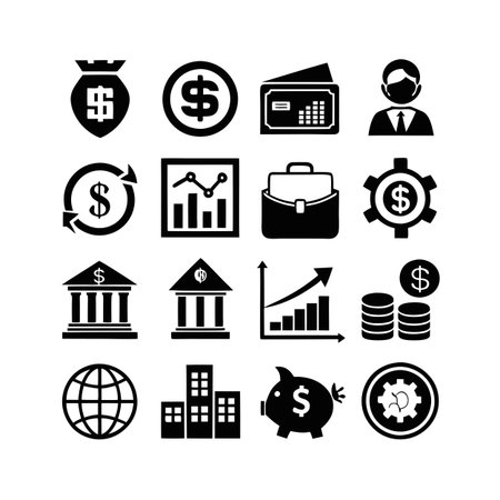 Finance and Banking Icon Set Collection Vector for UI Documents Websites and Mobile Applicationsのイラスト素材