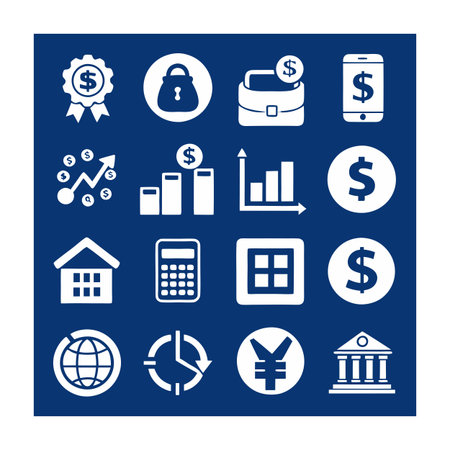 Finance and Banking Icon Set Collection Vector for UI Documents Websites and Mobile Applicationsのイラスト素材