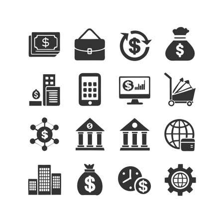 Finance and Banking Icon Set Collection Vector for UI Documents Websites and Mobile Applicationsのイラスト素材