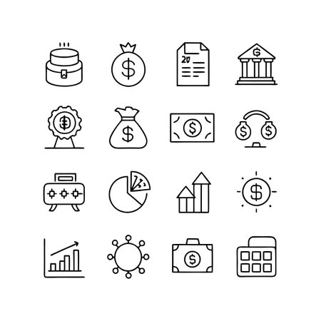 Finance and Banking Icon Set Collection Vector for UI Documents Websites and Mobile Applicationsのイラスト素材