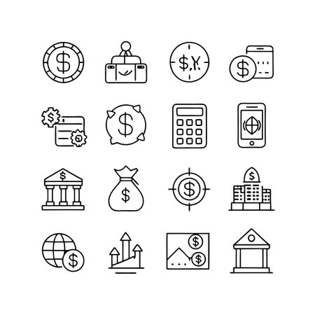 Finance and Banking Icon Set Collection Vector for UI Documents Websites and Mobile Applicationsのイラスト素材
