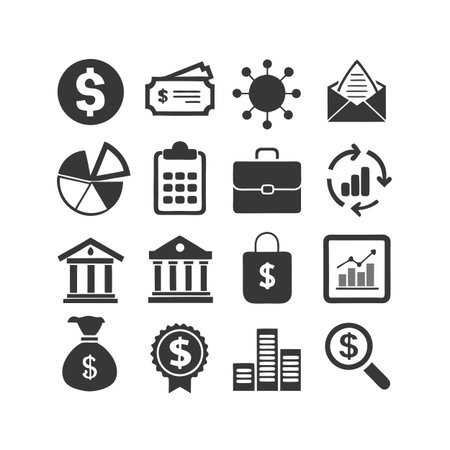 Finance and Banking Icon Set Collection Vector for UI Documents Websites and Mobile Applicationsのイラスト素材
