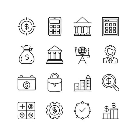 Finance and Banking Icon Set Collection Vector for UI Documents Websites and Mobile Applicationsのイラスト素材