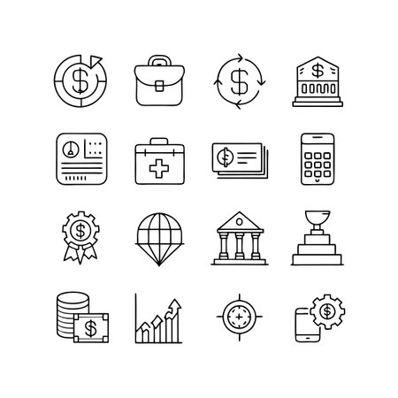 Finance and Banking Icon Set Collection Vector for UI Documents Websites and Mobile Applicationsのイラスト素材