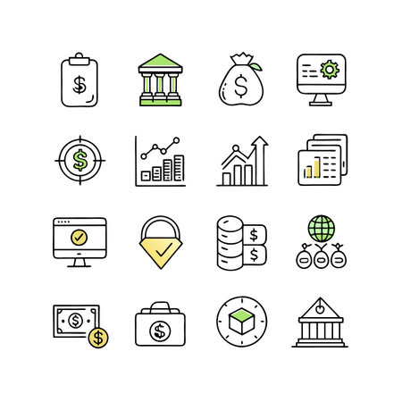 Finance and Banking Icon Set Collection Vector for UI Documents Websites and Mobile Applicationsのイラスト素材