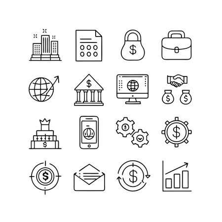 Finance and Banking Icon Set Collection Vector for UI Documents Websites and Mobile Applicationsのイラスト素材
