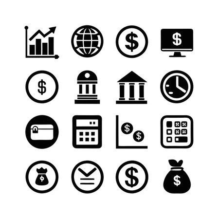 Finance and Banking Icon Set Collection Vector for UI Documents Websites and Mobile Applicationsのイラスト素材