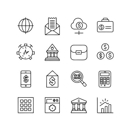 Finance and Banking Icon Set Collection Vector for UI Documents Websites and Mobile Applicationsのイラスト素材