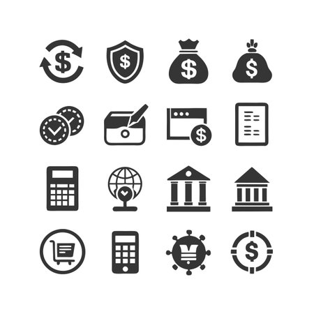 Finance and Banking Icon Set Collection Vector for UI Documents Websites and Mobile Applicationsのイラスト素材