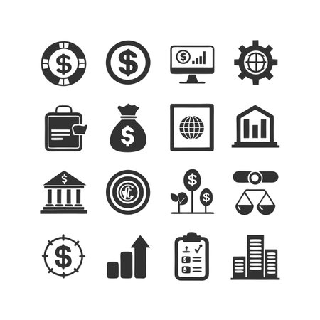 Finance and Banking Icon Set Collection Vector for UI Documents Websites and Mobile Applicationsのイラスト素材