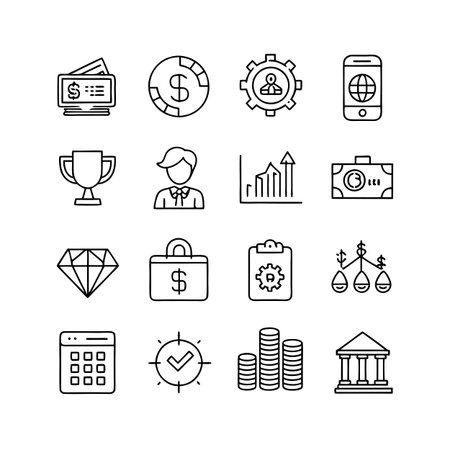 Finance and Banking Icon Set Collection Vector for UI Documents Websites and Mobile Applicationsのイラスト素材