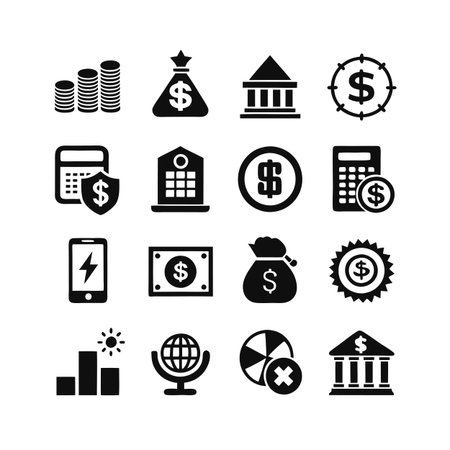 Finance and Banking Icon Set Collection Vector for UI Documents Websites and Mobile Applicationsのイラスト素材