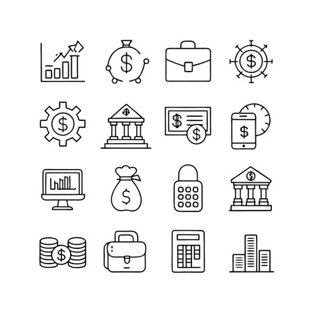 Finance and Banking Icon Set Collection Vector for UI Documents Websites and Mobile Applicationsのイラスト素材