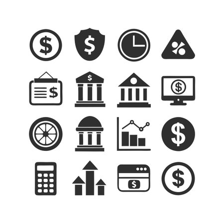 Finance and Banking Icon Set Collection Vector for UI Documents Websites and Mobile Applicationsのイラスト素材