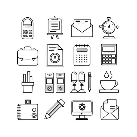 Office Equipment Icon Set Collection Vector for UI Documents Websites and Mobile Applicationsのイラスト素材