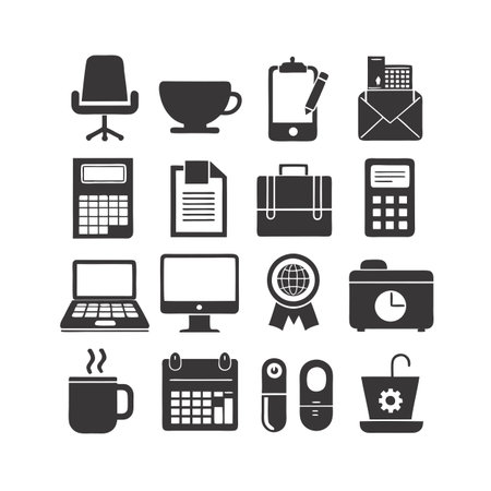 Office Equipment Icon Set Collection Vector for UI Documents Websites and Mobile Applicationsのイラスト素材